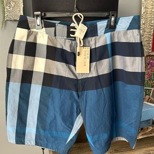 Burberry Men’s blue checkered swim trunks XL size